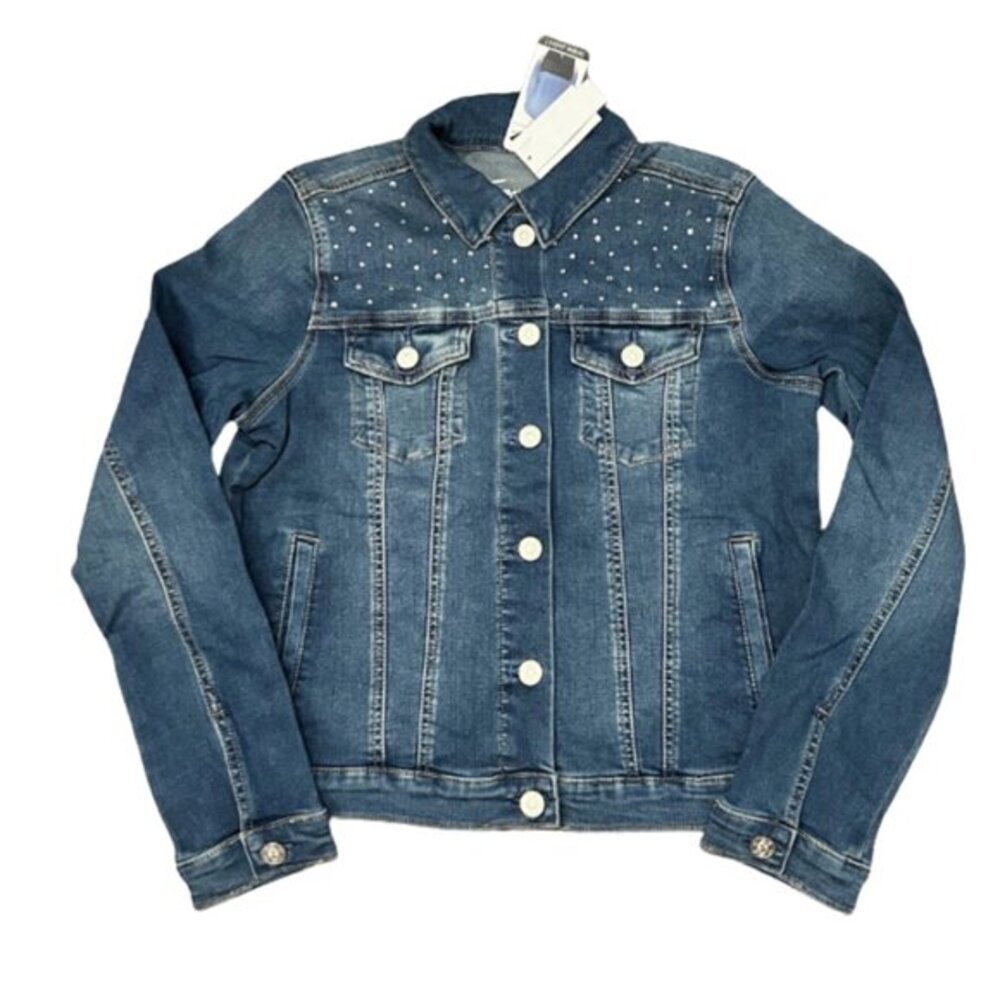 Women’s Classic Western Jean Jacket with Bling Detailing – Timeless Denim Style‎